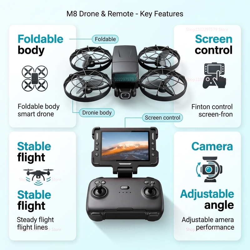 새로운 드론 M8 GPS 8K 프로페셔널 HD 360  - Drone Kit With Camera 리뷰 및 가격